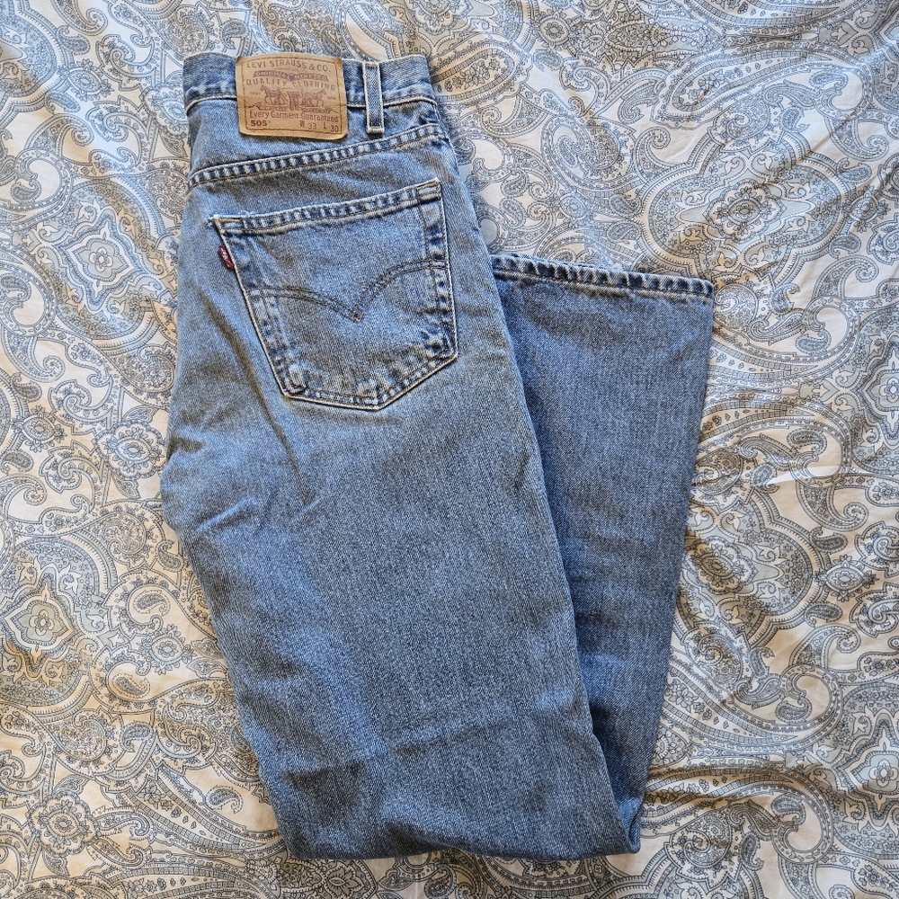 90's Vintage Mens Levi's  Denim 505 Regular Fit Straight Leg Jeans W33 L30
